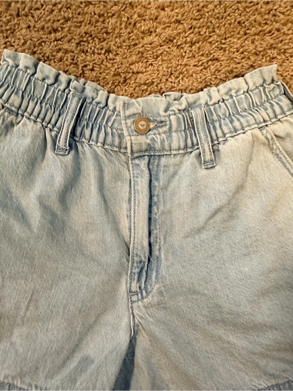 Light Wash Pull On Denim Shorts